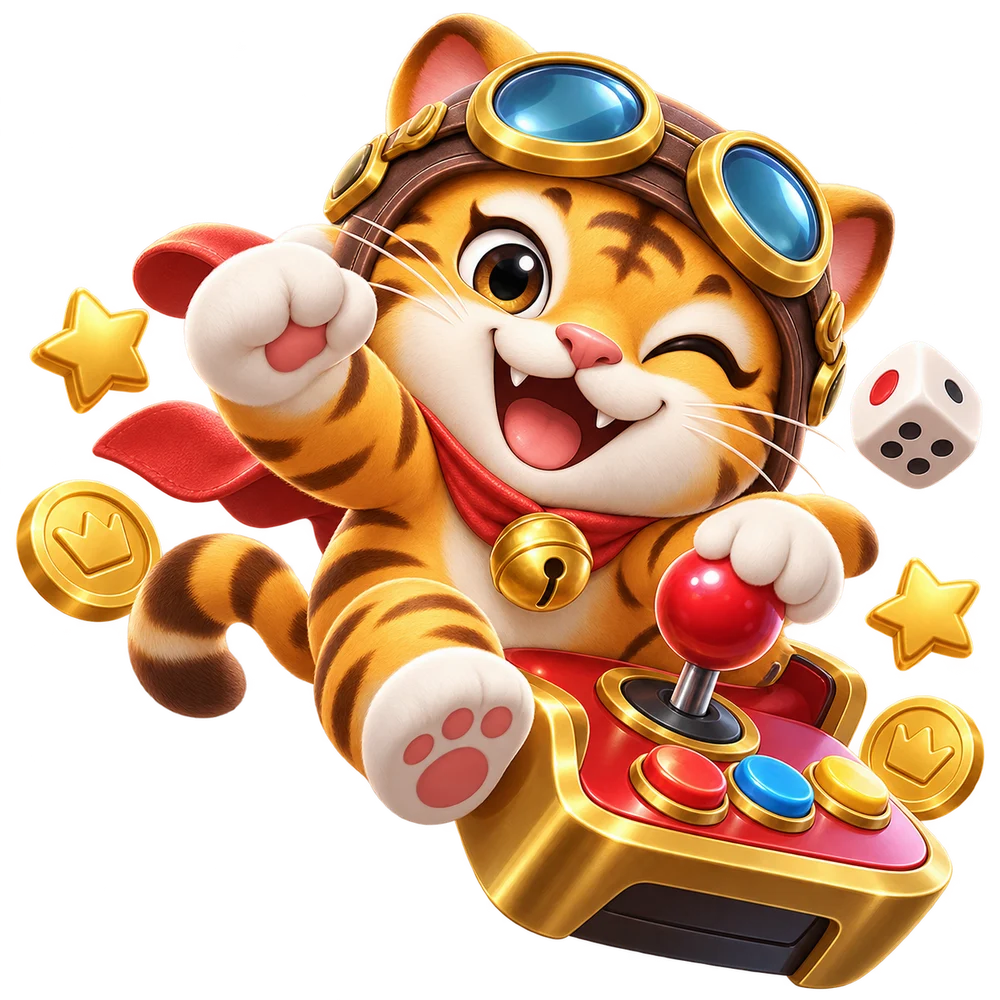 Ilustrasi kategori Mini Games ID777 dengan karakter harimau dan kontrol permainan