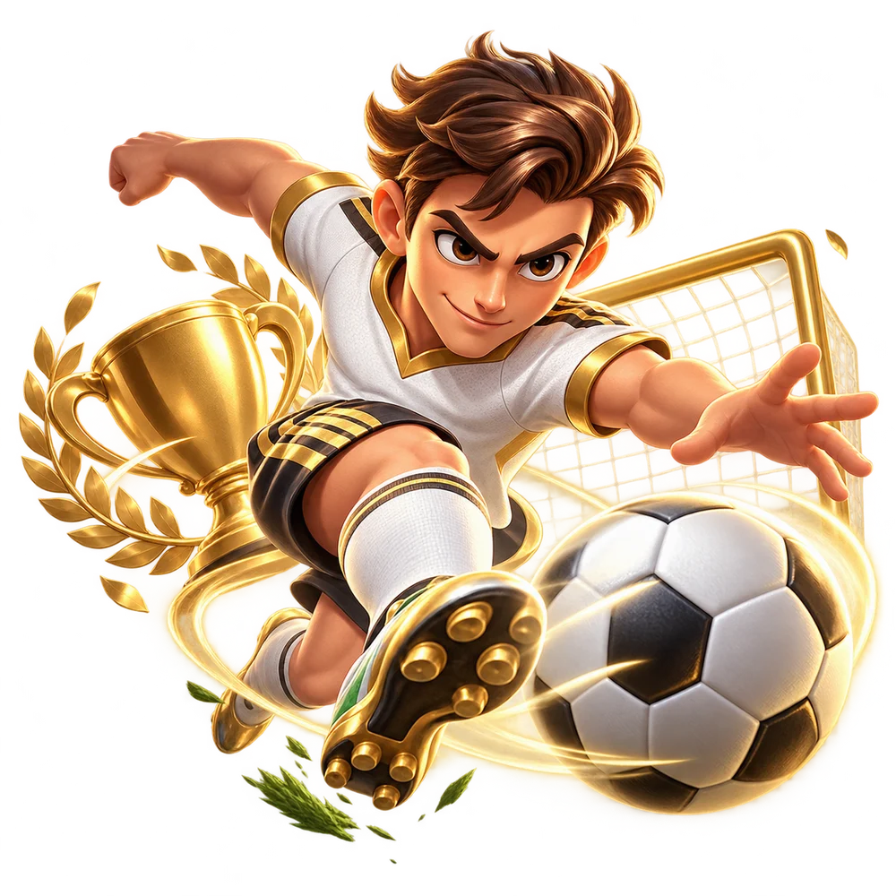 Ilustrasi kategori Sports ID777 dengan pemain sepak bola